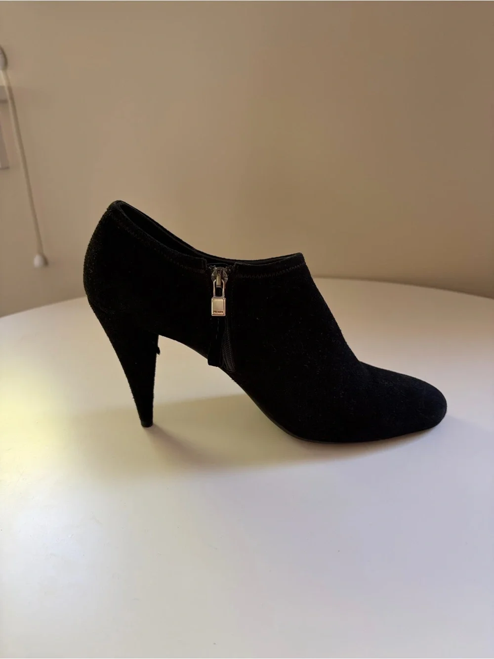 Vintage Prada Black Suede Ankle Boots with Side Zip - Picture 2 of 5